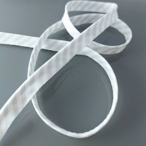 Passepoil 10 mm rayures grises et blanches