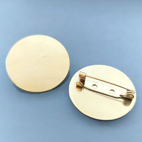2 supports de broche rond à garnir 30 mm coloris doré