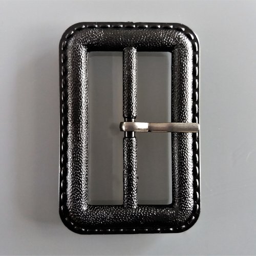 Boucle de ceinture rectangulaire plastique imitation cuir passage de 4,8 cm