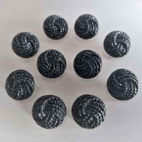 10 boutons à pied 18 mm plastique coloris noir