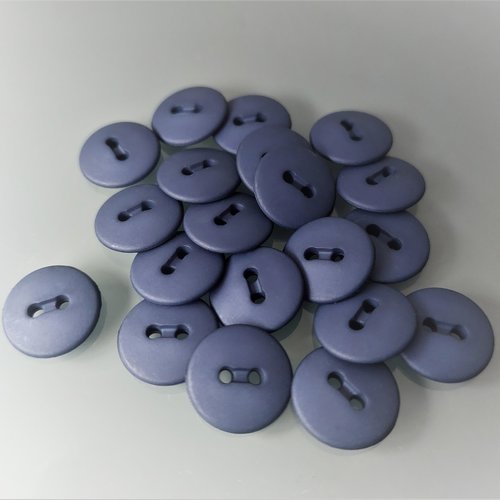 20 boutons ronds 15 mm plastique bleu marine