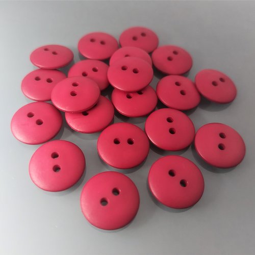 20 boutons ronds 18 mm plastique rouge magenta