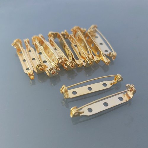 15 épingles 32 mm supports de broches coloris doré fermoir sécurité