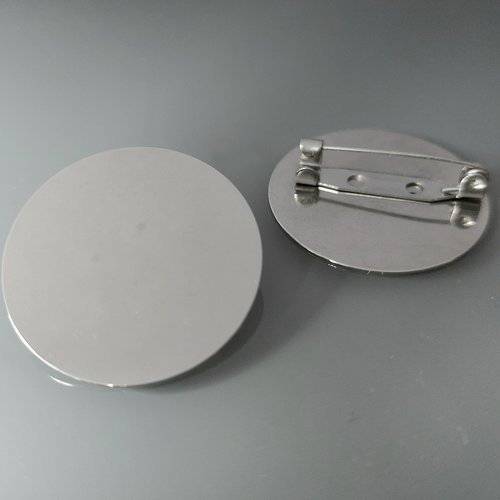 2 supports de broche rond à garnir 30 mm coloris argent