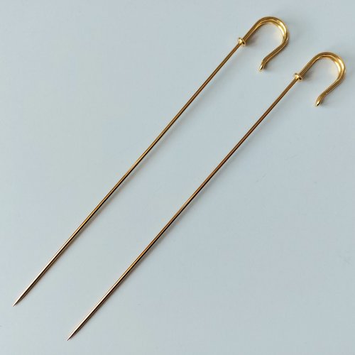 2 epingles supports de broches coloris doré