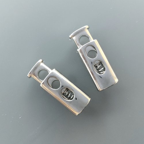 2 bloqueurs de cordon 27 mm en métal de coloris argent