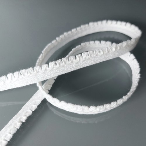2 mètres de galon coton blanc aspect mini-pompons