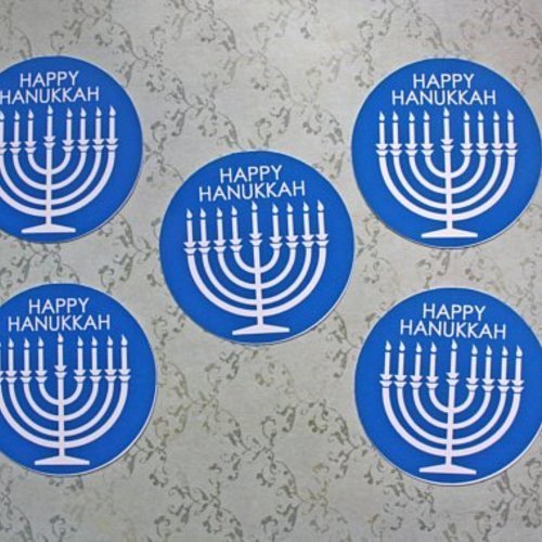 Lot de 10 tags autocollantes "happy hanukkah" la fête des lumières chanukah 