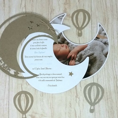 13 Cartes étapes naissance bébé décorées et personnalisée Lune et
