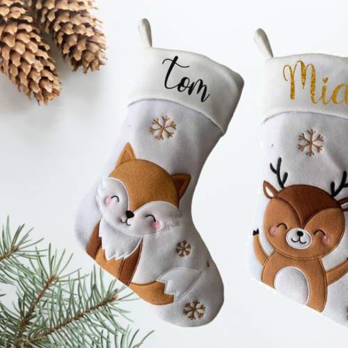 Chaussette de noël  personnalisée avec le prénom de votre enfant