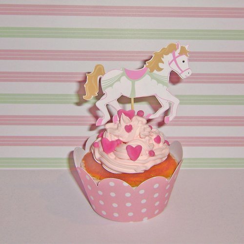 10 Decorations Pour Petits Gateaux Toppers Cheval Carrousel Manege Un Grand Marche