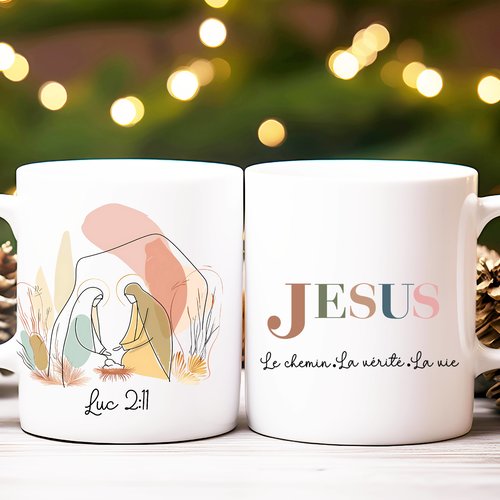 Mug de noël - cadeau religieux catholique : nativité, naissance de jesus christ