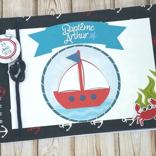 Livre d'or baptême garçon  thème marin, la mer, bateau