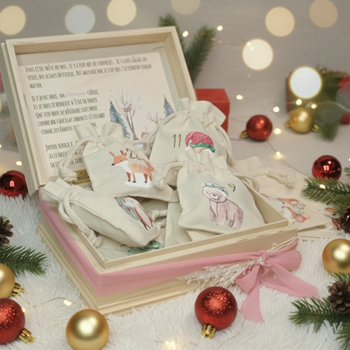 Boîte de l'avent personnalisée, coffret en bois de l'avent pour enfants personnalisé, calendrier de l'avent
