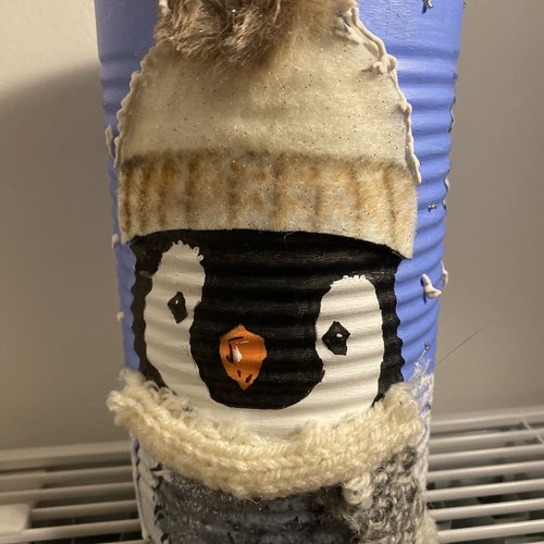 Cache pot pingouin d’hiver