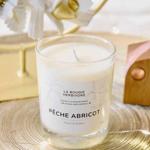 Pêche abricot - bougie parfumée à la cire végétale de soja 150g