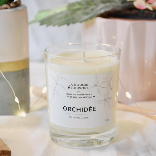 Orchidée - bougie parfumée à la cire végétale de soja 150g