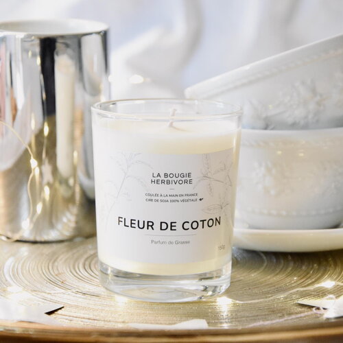 Fleur de coton - bougie parfumée à la cire végétale de soja 150g