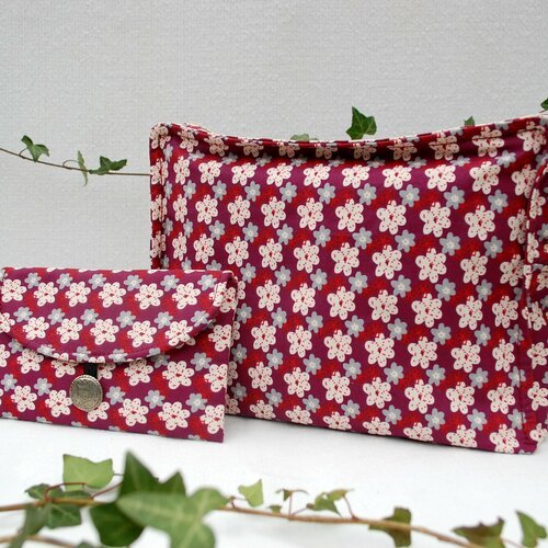 Fleurette - ensemble trousse et pochette