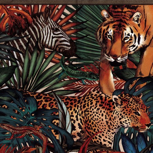 Serviette papier zèbre tigre et léopard panthère dans flore tropicale