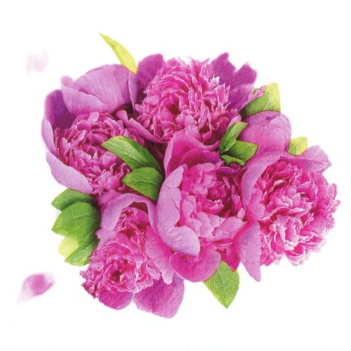 Serviette papier bouquet de pivoine rose
