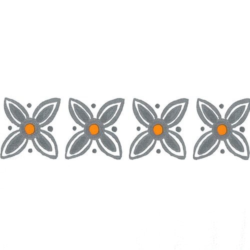 Serviette papier frise fleur grise coeur orange