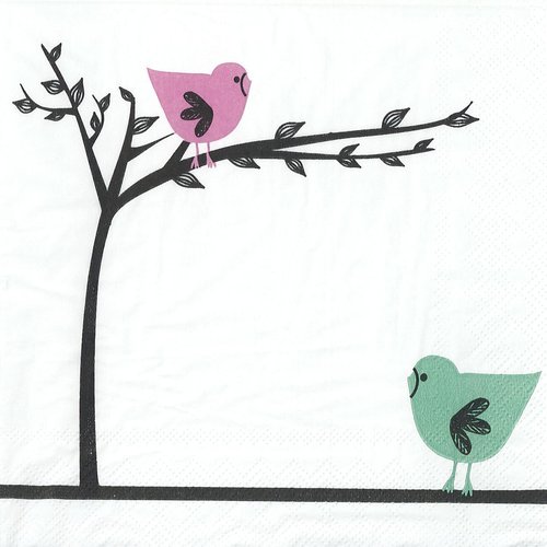 Serviette papier oiseau dans son arbre
