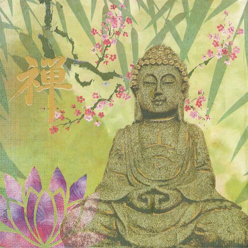 Serviette papier reste calme bouddha fleur de lotus serenité