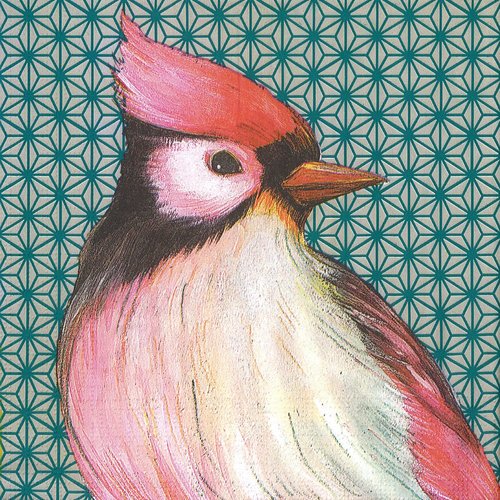 Serviette papier peinture oiseau japonais