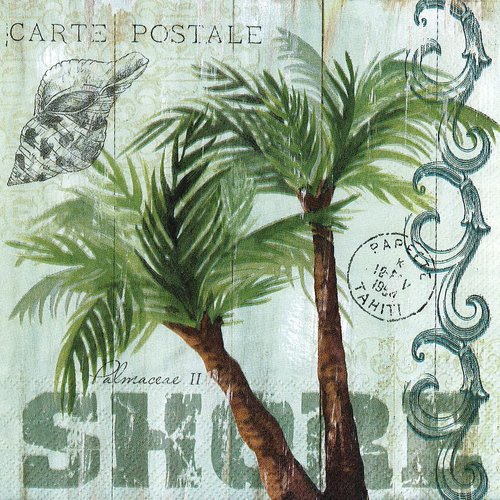 Serviette papier carte postal palmier rétro fun hawaii