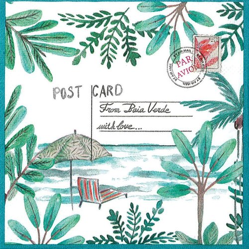 Petite serviette 25x25 carte postale baia verdé paradis