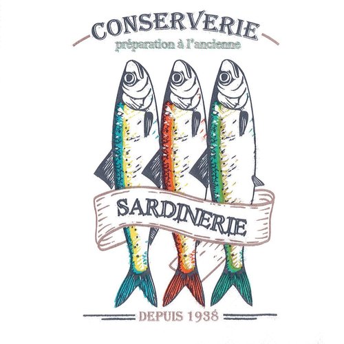 Serviette papier sardine conververie à l'ancienne