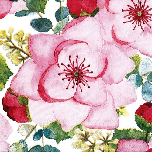 Serviette papier grande fleur rose pastel