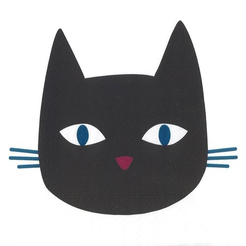 Serviette papier le chat noir aux grands yeux bleus