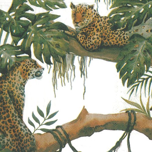 Serviette papier léopard panthère dans les arbres