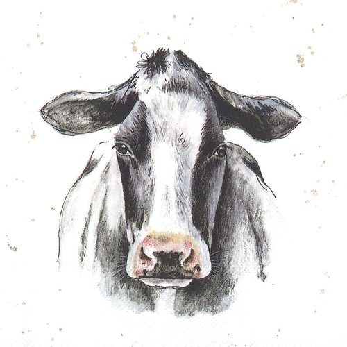 Serviette papier portrait de vache au pré