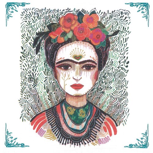 Serviette papier portrait frida kahlo