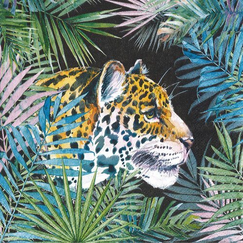 Serviette papier panthere jaguar dans la jungle