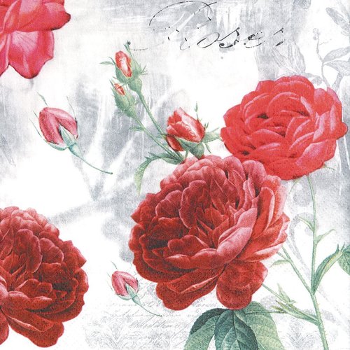Serviette papier rose rouge romantique