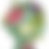 Serviette papier profil jeune femme fleur de paradis vert