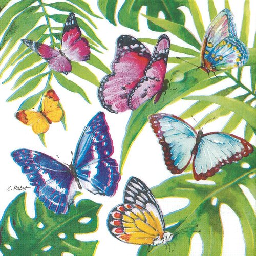 Serviette papier envol de papillons multicolores