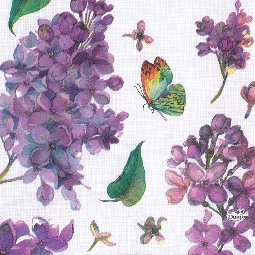Serviette papier lilas mauve et papillon