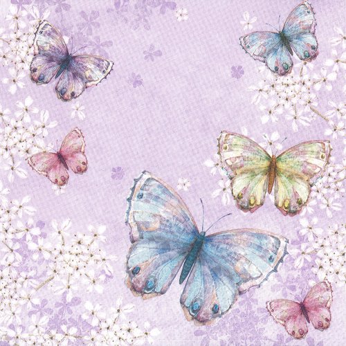 Serviette papier papillon petite fleur printemps
