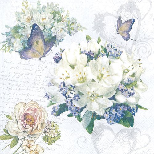 Serviette papier bouquet romantique lettre ancienne