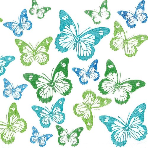 Serviette papier papillon bleu turquoise