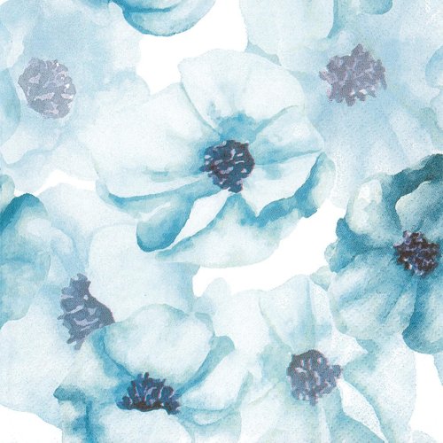 Serviette papier envol jolie fleur bleue pastel