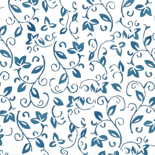 Serviette papier arabesque petite fleur bleue