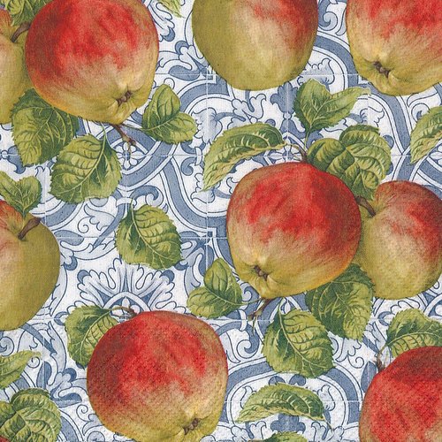 Serviette papier tableau de pomme posée sur faïence