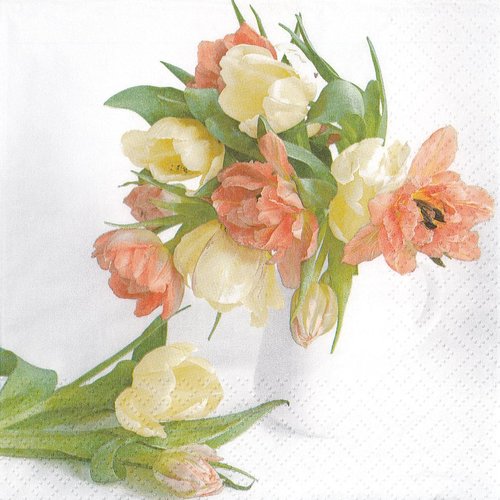 Serviette papier vase tulipe pastel
