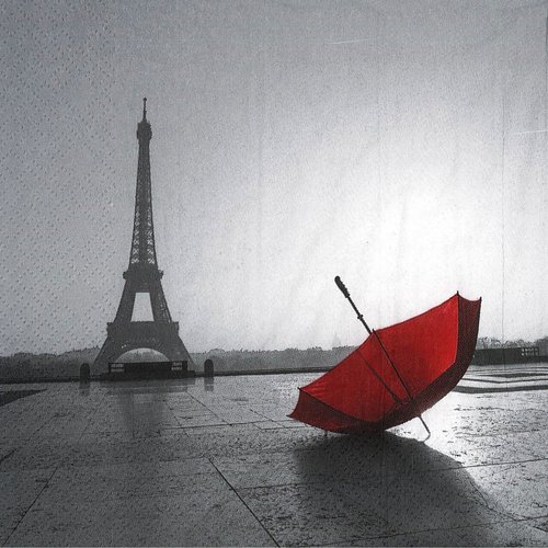 Serviette papier parapluie rouge à la tour eiffel